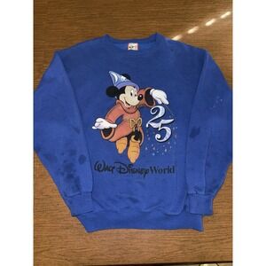 Vintage Walt Disney World Sweatshirt Men's XL 25th Anniversary Mickey Mouse Blue